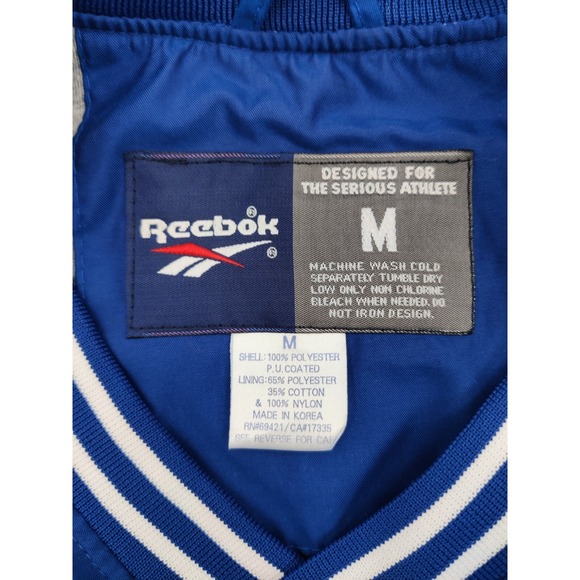 Reebok Blue Windbreaker Pullover Jacket V Neck White Stripe Athletic Men M - Picture 3 of 10